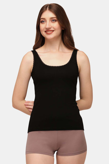 Soie Cotton Elastane Camisole (Pack of 2) - Black Tan — image 7