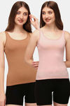 Soie Cotton Elastane Camisole (Pack of 2) - Peach Tan — thumbnail 1