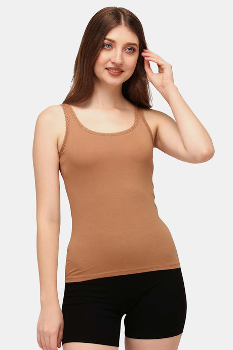 Soie Cotton Elastane Camisole (Pack of 2) - Peach Tan — image 2