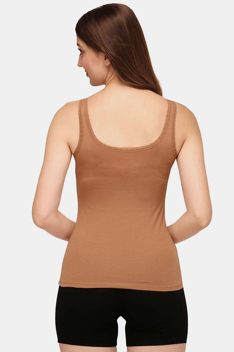 Soie Cotton Elastane Camisole (Pack of 2) - Peach Tan — image 4