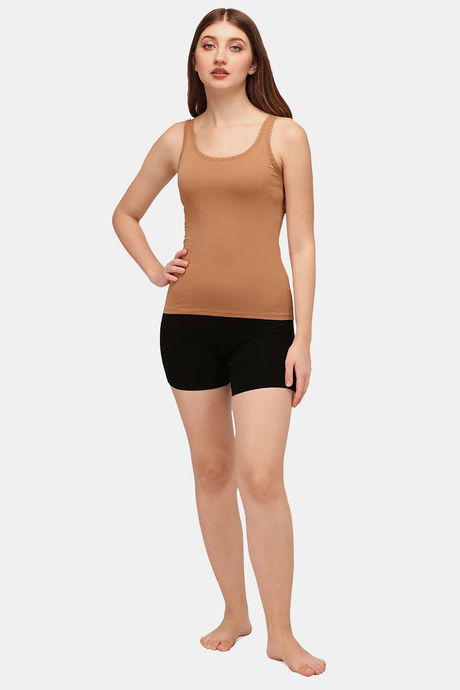 Soie Cotton Elastane Camisole (Pack of 2) - Peach Tan — image 5