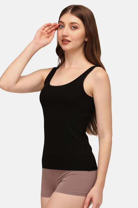Soie Cotton Elastane Camisole (Pack of 2) - White Black — image 3