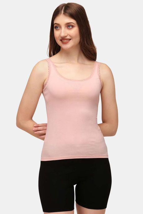 Soie Cotton Elastane Camisole (Pack of 2) - White Peach — image 2