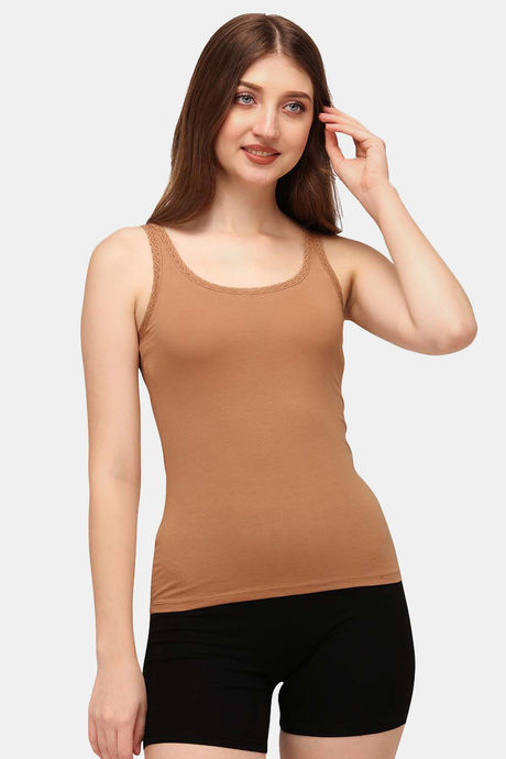 Soie Cotton Elastane Camisole (Pack of 2) - White Tan — image 2