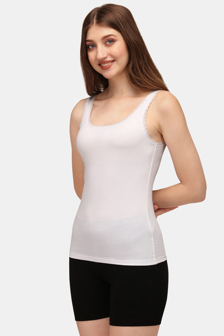Soie Cotton Elastane Camisole (Pack of 2) - White Tan — image 7