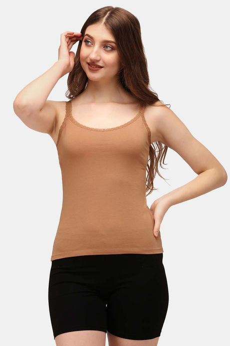 Soie Cotton Elastane Camisole (Pack of 2) - Peach Tan — image 2