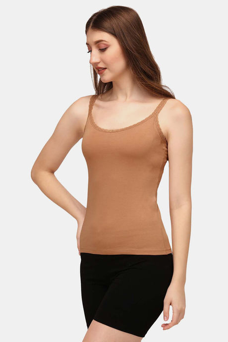 Soie Cotton Elastane Camisole (Pack of 2) - Peach Tan — image 3