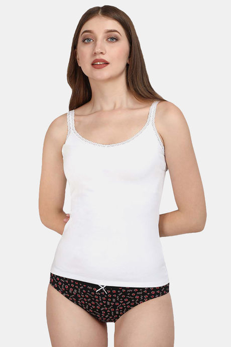Soie Cotton Elastane Camisole (Pack of 2) - White Black — image 2