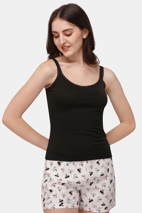 Soie Cotton Elastane Camisole (Pack of 2) - White Black — image 6