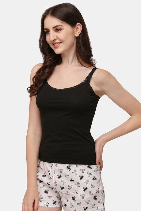 Soie Cotton Elastane Camisole (Pack of 2) - White Black — image 7
