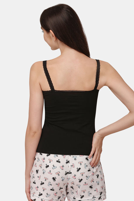 Soie Cotton Elastane Camisole (Pack of 2) - White Black — image 8