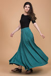 Zivame Marl Panelled Extra Flared Melange Skirt- Teal — thumbnail 3