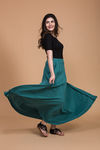 Zivame Marl Panelled Extra Flared Melange Skirt- Teal — thumbnail 4