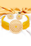 Sukkhi Marvelous Gold Plated Yellow Pearl Choker Necklace Set for Women — thumbnail 1