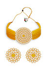 Sukkhi Marvelous Gold Plated Yellow Pearl Choker Necklace Set for Women — thumbnail 4