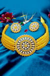 Sukkhi Dazzling Gold Plated Yellow & White Pearl Choker Necklace Set for Women — thumbnail 1