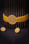 Sukkhi Dazzling Gold Plated Yellow & White Pearl Choker Necklace Set for Women — thumbnail 2
