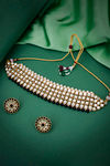 Sukkhi Elegant Kundan Gold Plated Black & White Pearl Choker Necklace Set for Women — thumbnail 1