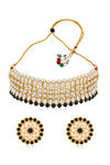 Sukkhi Elegant Kundan Gold Plated Black & White Pearl Choker Necklace Set for Women — thumbnail 3