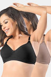 Sonari Double Layered Non-Wired 3/4Th Coverage T-Shirt Bra (Pack of 2) - Multicolor — thumbnail 1