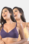 Sonari Kesarnx Double Layered Non-Wired 3/4Th Coverage T-Shirt Bra (Pack of 2) - Multicolor — thumbnail 1