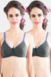 Sonari Padded Non Wired 3/4th Coverage T-Shirt Bra (Pack of 2) - Black — thumbnail 1