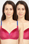 Sonari Aditi Single Layered Non Wired 3/4th Coverage Minimiser Bra (Pack of 2) - Pink — thumbnail 1