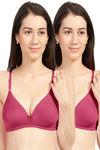 Sonari Omania Double Layered Non Wired Demi Coverage Super Support Bra (Pack of 2) - Pink — thumbnail 1