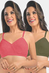 Sonari Unique Double Layered Non Wired Full Coverage Super Support Bra (Pack of 2) - Multicolor — thumbnail 1