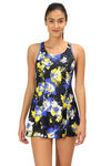 Speedo Padded Swimdress  - Blue N Print — thumbnail 1