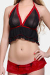 Bold Desire Nylon Polyester Babydoll With Thong - Red — thumbnail 3