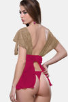 Bold Desire Satin Babydoll With Thong - Strawberry — thumbnail 2