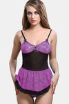 Bold Desire Lace Babydoll With Thong - Mauve — thumbnail 1