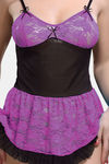 Bold Desire Lace Babydoll With Thong - Mauve — thumbnail 3