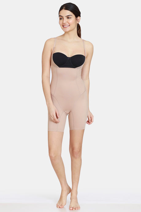 Zivame Smoothening Control Knee Length Bodysuit - Skin — image 4