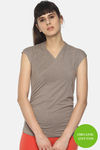 Soul Space Organic Cotton Hugged Fit Wrap Top - Grey Melange — thumbnail 1