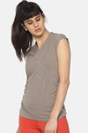 Soul Space Organic Cotton Hugged Fit Wrap Top - Grey Melange — thumbnail 2