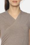 Soul Space Organic Cotton Hugged Fit Wrap Top - Grey Melange — thumbnail 5