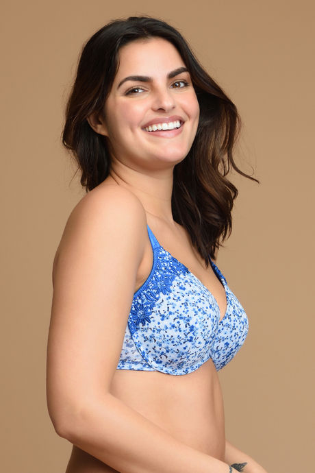 Zivame Fashion Print Padded Wired 3/4th Coverage T-Shirt Bra-Classic Blue — image 3