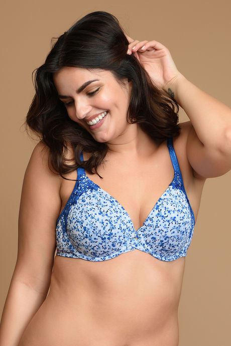 Zivame Fashion Print Padded Wired 3/4th Coverage T-Shirt Bra-Classic Blue — image 4