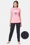 Senora Essentials Cotton Pyjama Set - Black Pink — thumbnail 1