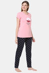 Senora Essentials Cotton Pyjama Set - Black Pink — thumbnail 3