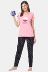 Senora Essentials Cotton Pyjama Set - Black Pink — thumbnail 4