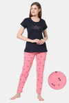 Senora Essentials Cotton Pyjama Set - Black Peach — thumbnail 1