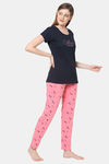 Senora Essentials Cotton Pyjama Set - Black Peach — thumbnail 3