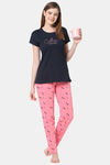 Senora Essentials Cotton Pyjama Set - Black Peach — thumbnail 4