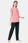 Senora Essentials Cotton Pyjama Set - Peach Black — thumbnail 3