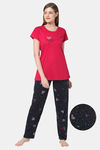 Senora Essentials Cotton Pyjama Set - Red Black — thumbnail 1
