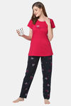 Senora Essentials Cotton Pyjama Set - Red Black — thumbnail 4