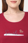 Senora Essentials Cotton Pyjama Set - Maroon Grey — thumbnail 5